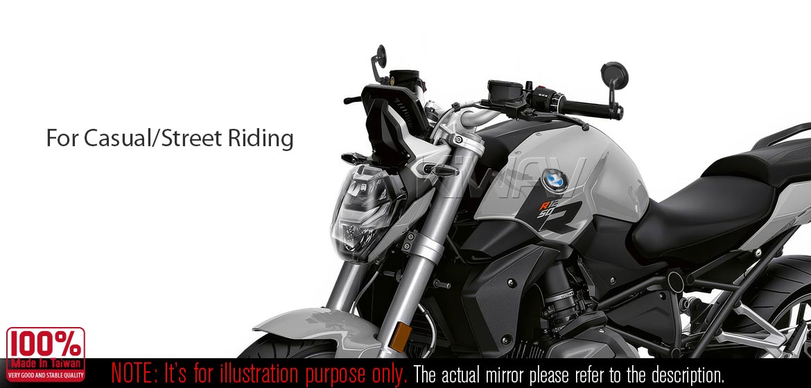 Thinnest motorcycle mirrors KiWAV motorcycle bar end mirrors Aura black compatible for BMW M10 threaded handlebar