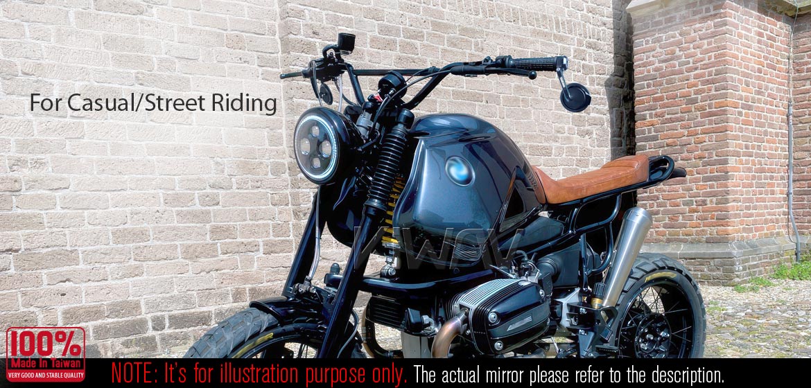 Thinnest motorcycle mirrors KiWAV motorcycle bar end mirrors Aura black compatible with BMW M8 threaded handlebar