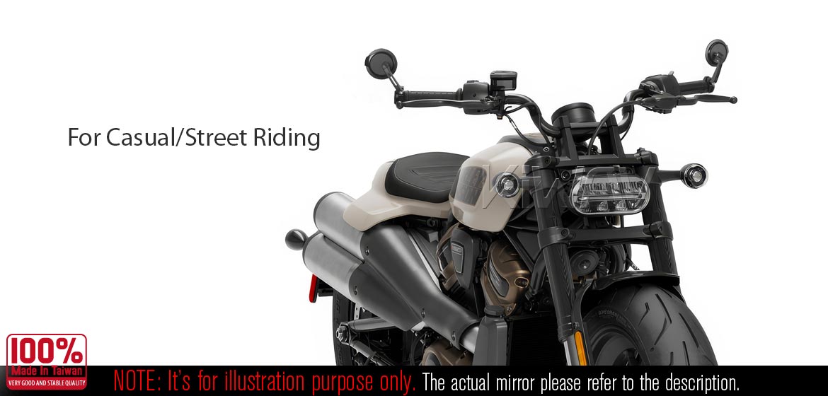 Thinnest motorcycle mirrors KiWAV motorcycle bar end mirrors Aura black compatible for Harley Sportster S Nightster 2021-