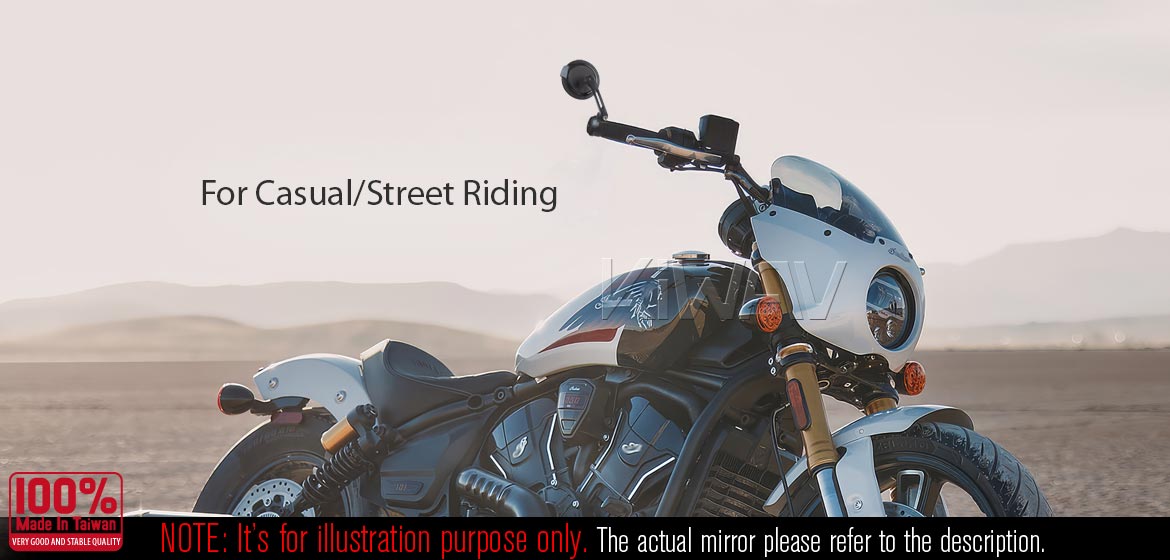 Thinnest motorcycle mirrors KiWAV motorcycle bar end mirrors Aura black compatible for Specific Indian models