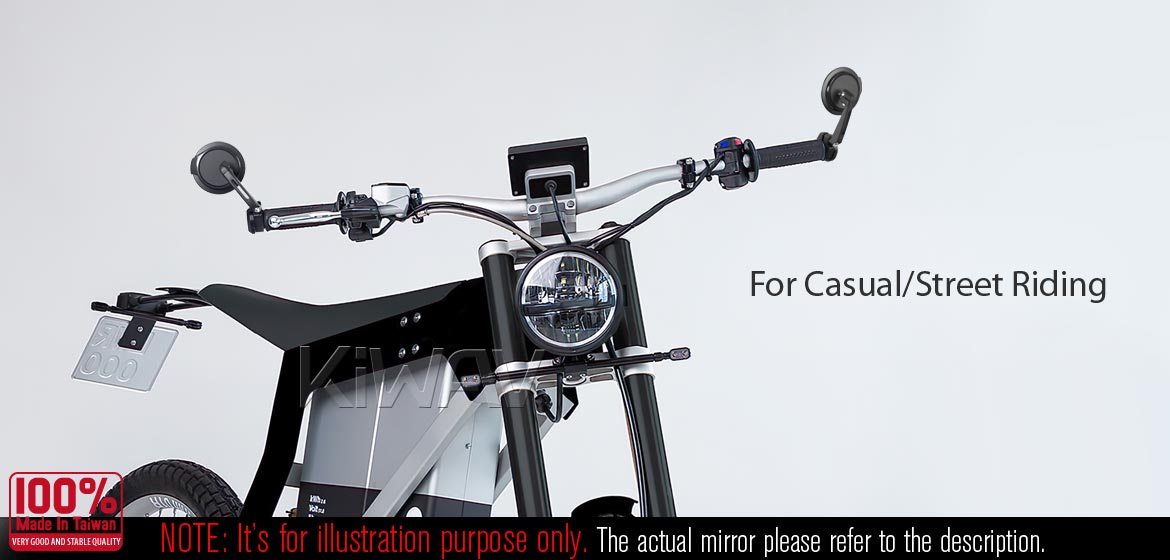 Thinnest motorcycle mirrors KiWAV motorcycle bar end mirrors Aura black compatible for Triumph water-cooled motorcycles