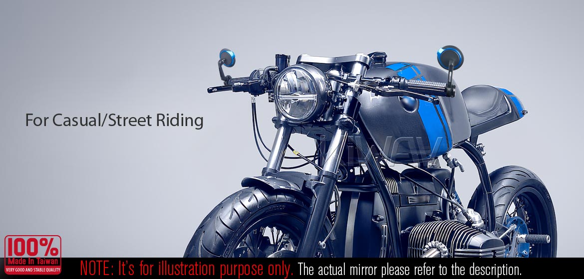 Thinnest motorcycle mirrors KiWAV motorcycle bar end mirrors Aura black compatible for Triumph water-cooled motorcycles