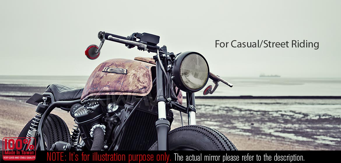 Thinnest motorcycle mirrors KiWAV motorcycle bar end mirrors Aura black compatible for Triumph water-cooled motorcycles