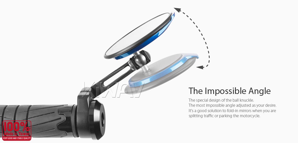 Thinnest motorcycle mirrors KiWAV motorcycle bar end mirrors Aura blue compatible with BMW M8 threaded handlebar