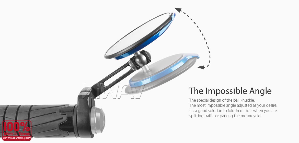 Thinnest motorcycle mirrors KiWAV motorcycle bar end mirrors Aura blue for 22/25mm handlebar