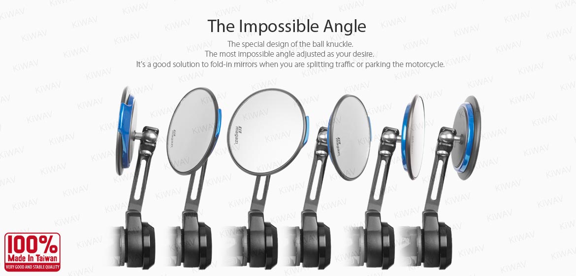 Bar end mirrors slim adjustable AURA round blue for Harley