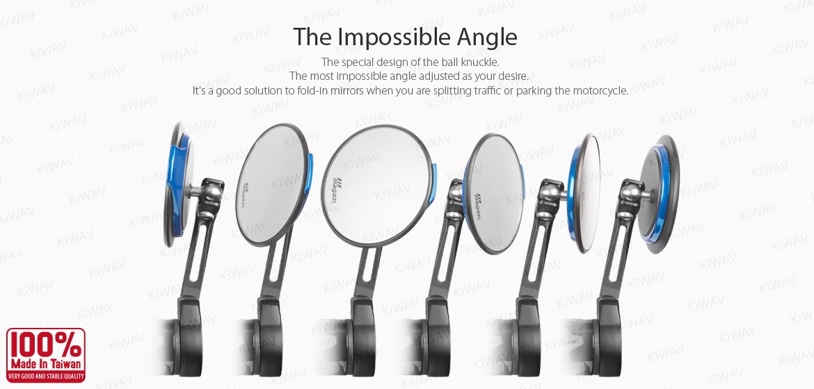 Thinnest motorcycle mirrors KiWAV motorcycle bar end mirrors Aura blue for 22/25mm handlebar