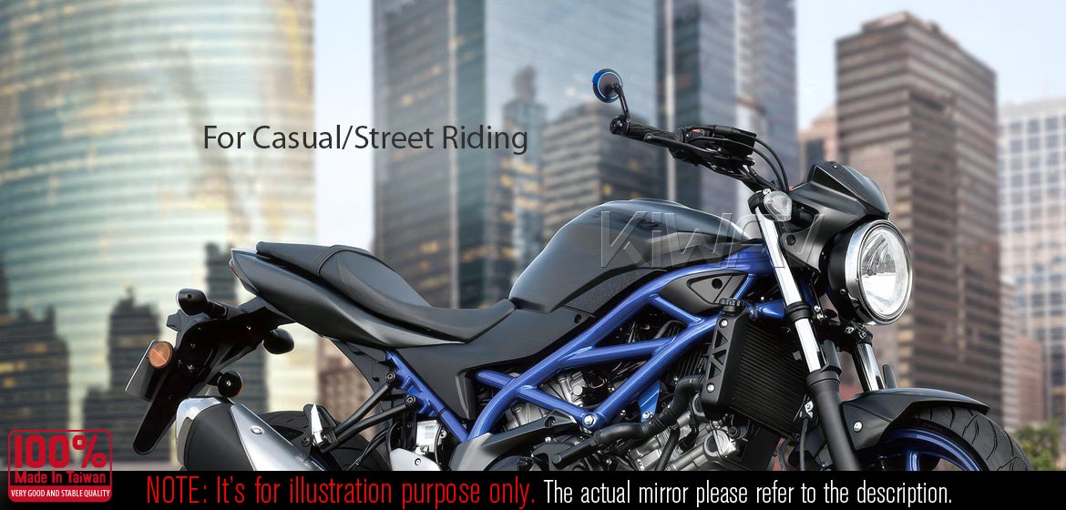 Thinnest motorcycle mirrors KiWAV motorcycle bar end mirrors Aura blue for M8 threaded handlebar