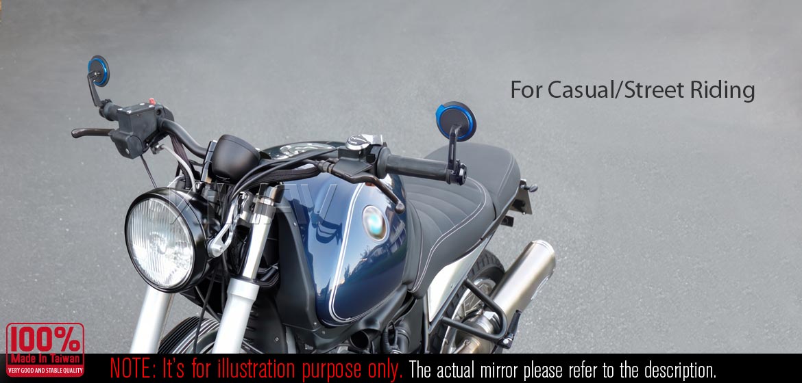Thinnest motorcycle mirrors KiWAV motorcycle bar end mirrors Aura blue compatible with BMW M8 threaded handlebar