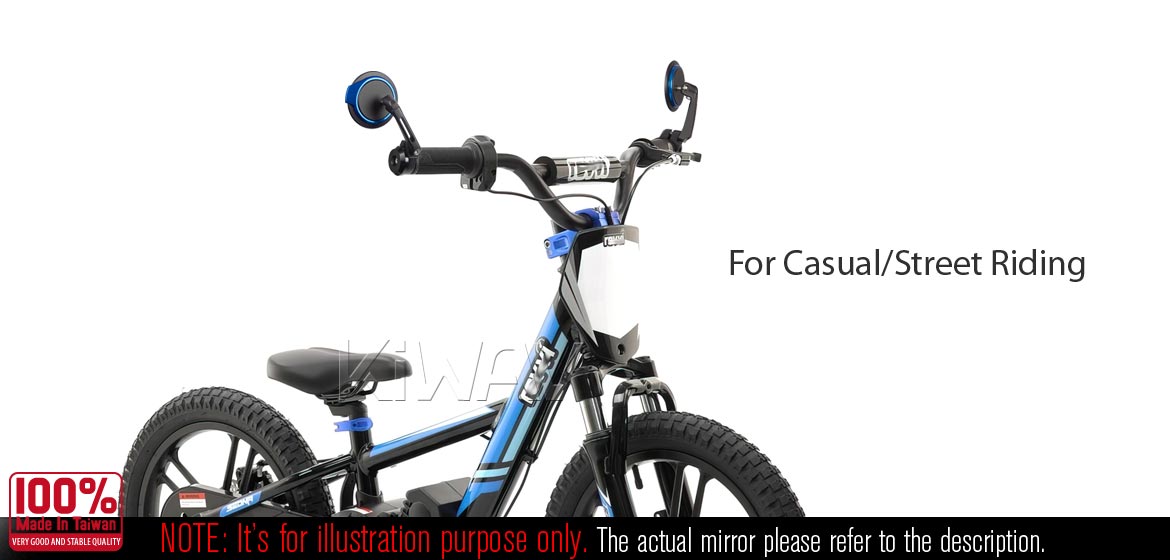 KiWAV bar end mirrors Aura blue for most bicycles, e-bikes with hollow bar end