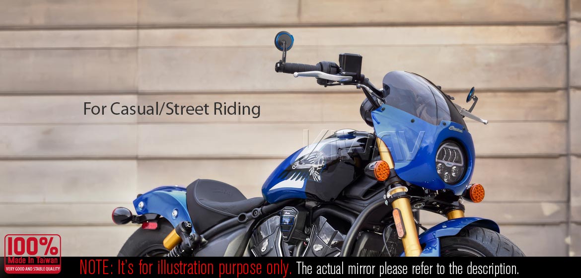 Thinnest motorcycle mirrors KiWAV motorcycle bar end mirrors Aura blue compatible for Specific Indian models