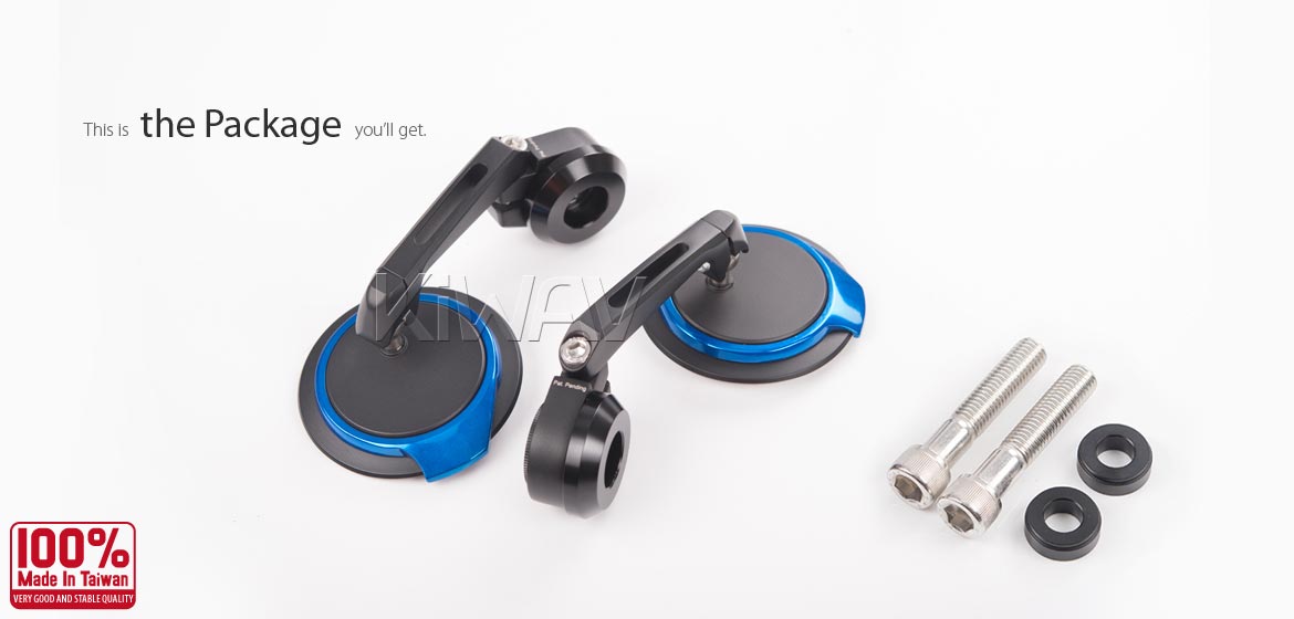 Thinnest motorcycle mirrors KiWAV motorcycle bar end mirrors Aura blue compatible for BMW