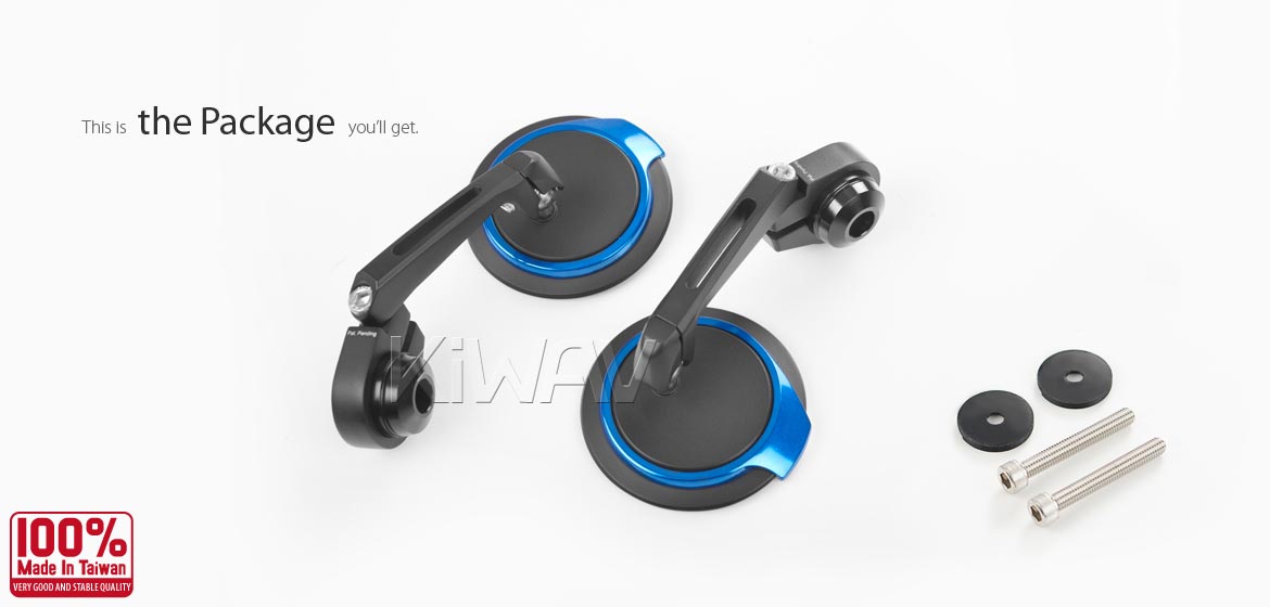 Thinnest motorcycle mirrors KiWAV motorcycle bar end mirrors Aura blue compatible for Royal Enfield Interceptor 650