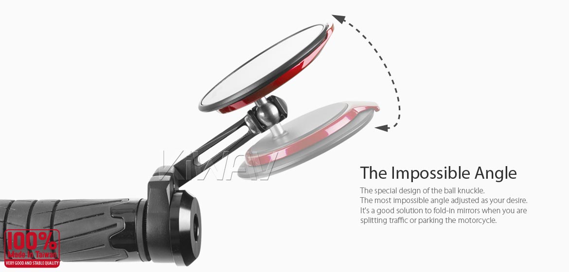 Thinnest motorcycle mirrors KiWAV motorcycle bar end mirrors Aura red compatible with BMW M8 threaded handlebar