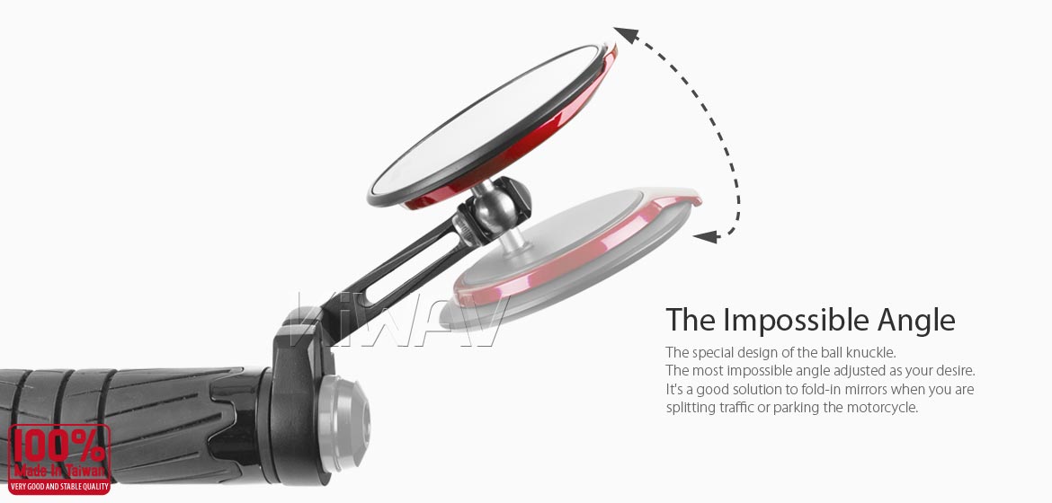 Thinnest motorcycle mirrors KiWAV motorcycle bar end mirrors Aura red for 22/25mm handlebar
