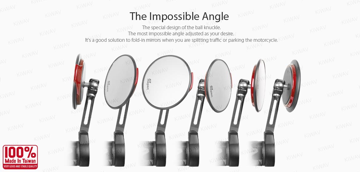 Thinnest motorcycle mirrors KiWAV motorcycle bar end mirrors Aura red for 22/25mm handlebar