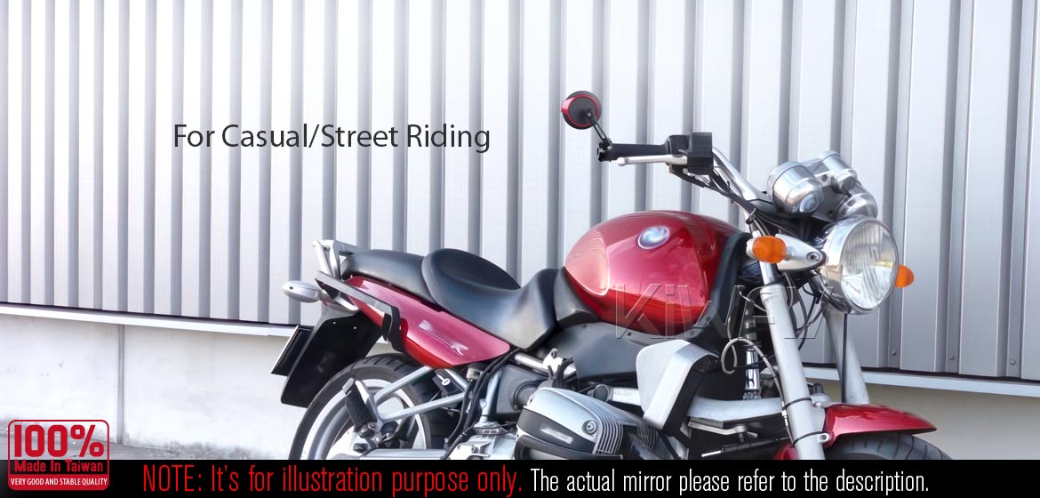 Thinnest motorcycle mirrors KiWAV motorcycle bar end mirrors Aura red compatible with BMW M8 threaded handlebar