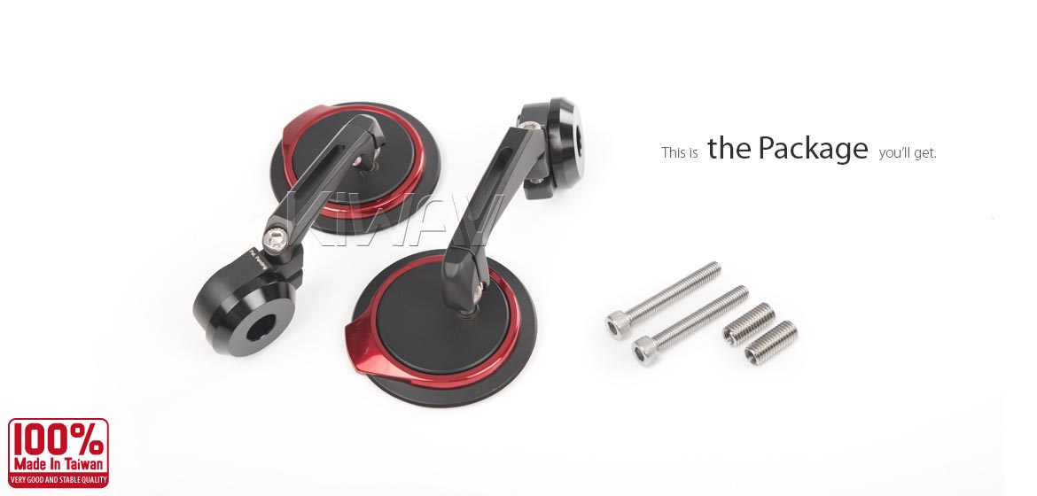 Thinnest motorcycle mirrors KiWAV motorcycle bar end mirrors Aura red for M8 threaded handlebar