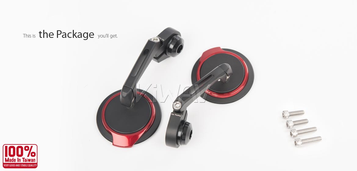 Thinnest motorcycle mirrors KiWAV motorcycle bar end mirrors Aura red compatible for Triumph water-cooled motorcycles