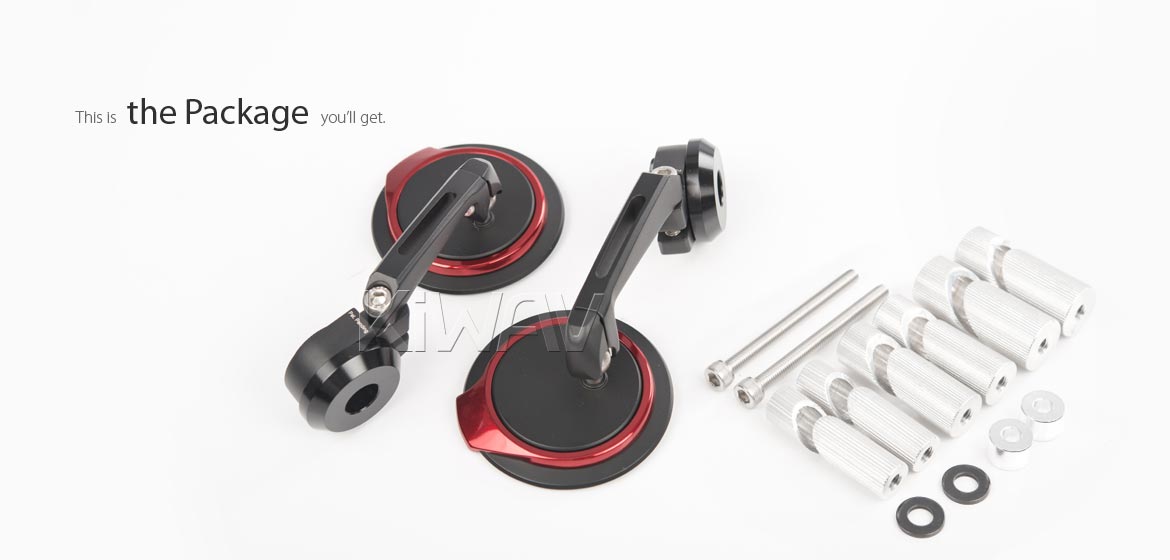 Thinnest motorcycle mirrors KiWAV motorcycle bar end mirrors Aura red compatible for Specific Indian models