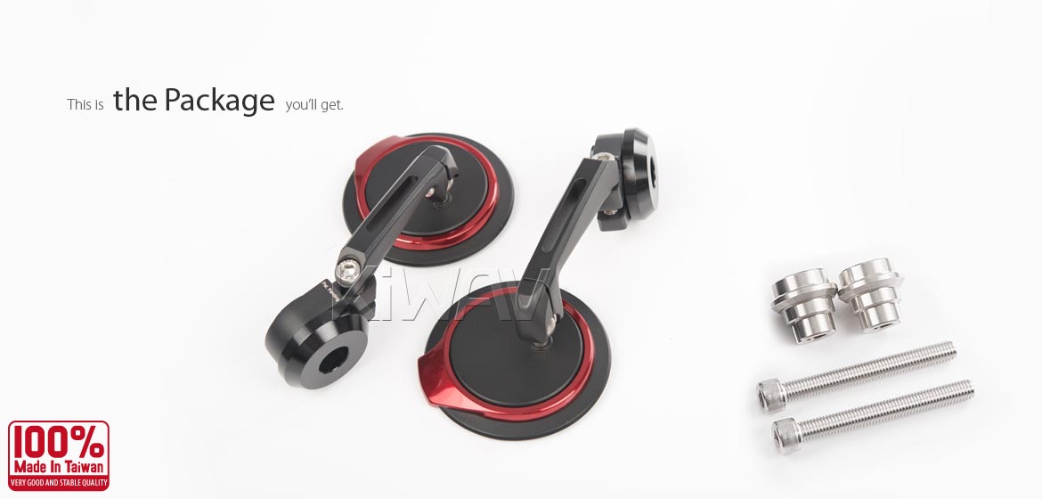 Thinnest motorcycle mirrors KiWAV motorcycle bar end mirrors Aura red compatible for Indian Scout Bobber