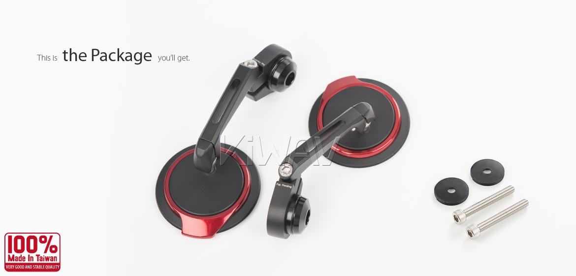 Thinnest motorcycle mirrors KiWAV motorcycle bar end mirrors Aura red compatible for Royal Enfield Interceptor 650