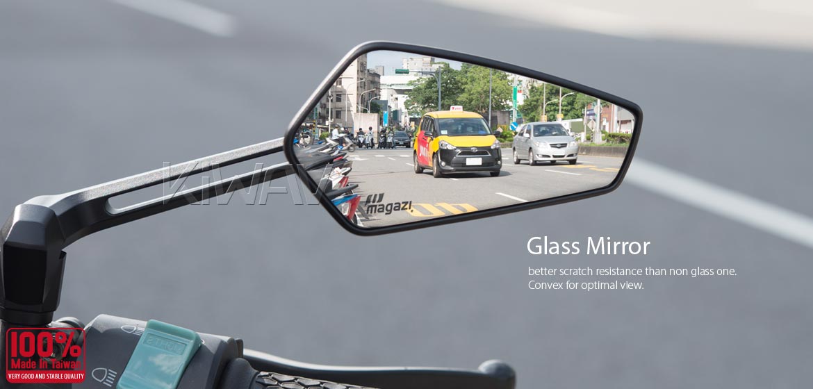Thinnest motorcycle mirrors KiWAV motorcycle mirrors Blade black compatible for most modern Vespa models, GTS/ GTV/ LX/ LT/ LXV/ S