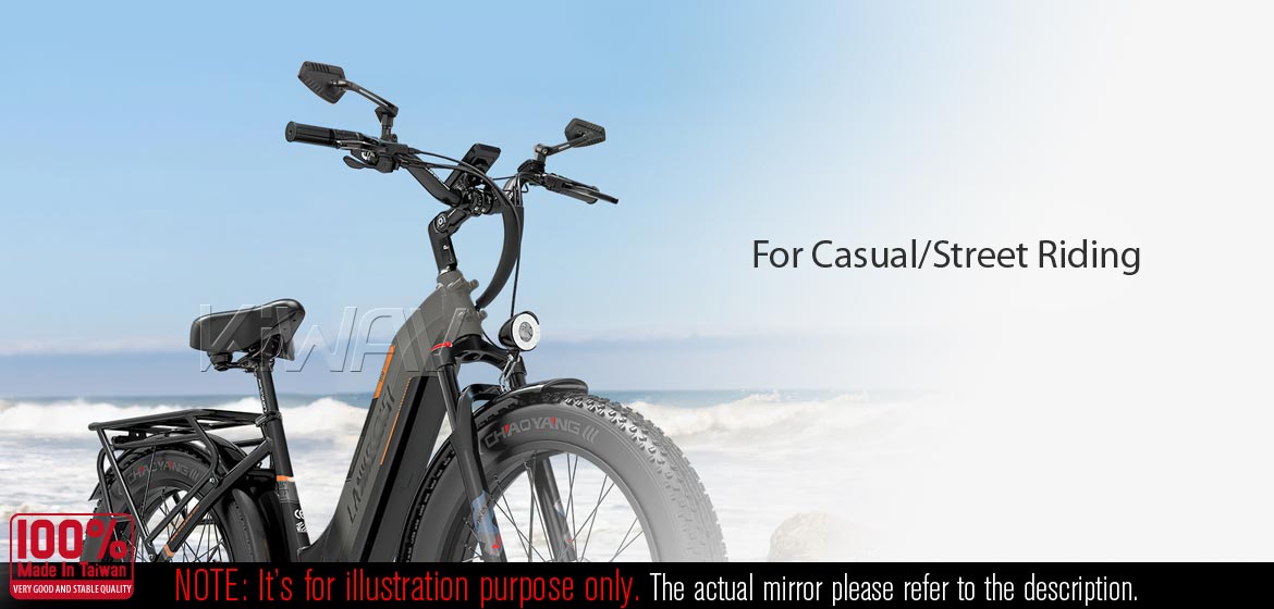 KiWAV rear view side mirrors Blade black universal fit for Ebikes, bicycles