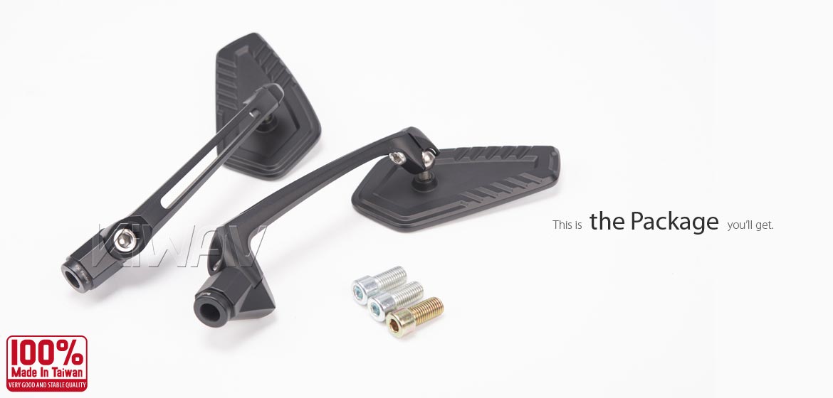 Thinnest motorcycle mirrors KiWAV motorcycle mirrors Blade black universal fit for 10mm mirror thread