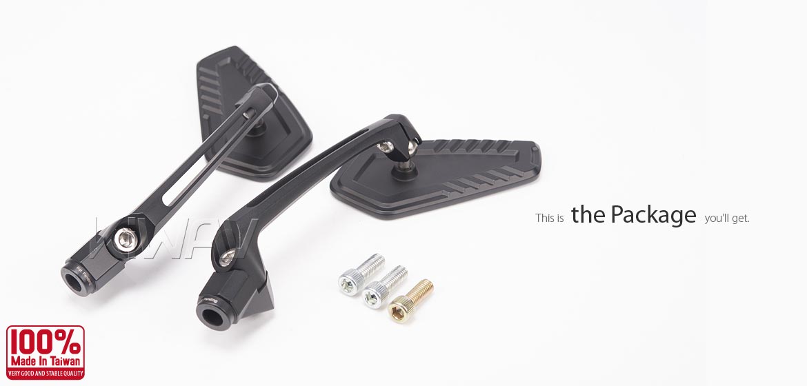 Thinnest motorcycle mirrors KiWAV motorcycle mirrors Blade black universal fit for 8mm mirror thread
