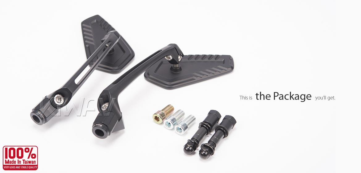 Thinnest motorcycle mirrors KiWAV motorcycle mirrors Blade black compatible for most Harley Davidson