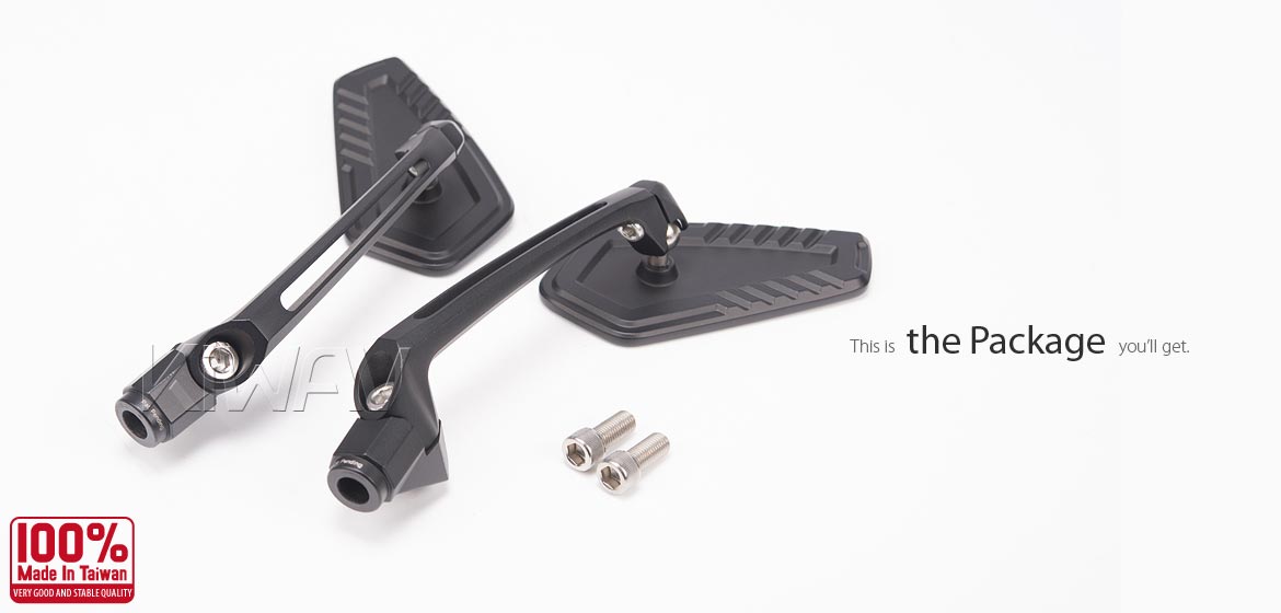 Thinnest motorcycle mirrors KiWAV motorcycle mirrors Blade black compatible for Harley Davidson Street 500/ 750