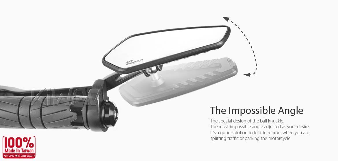 The thinnest motorcycle mirrors KiWAV motorcycle bar end mirrors Blade black compatible for Yamaha M16 threaded handlebars