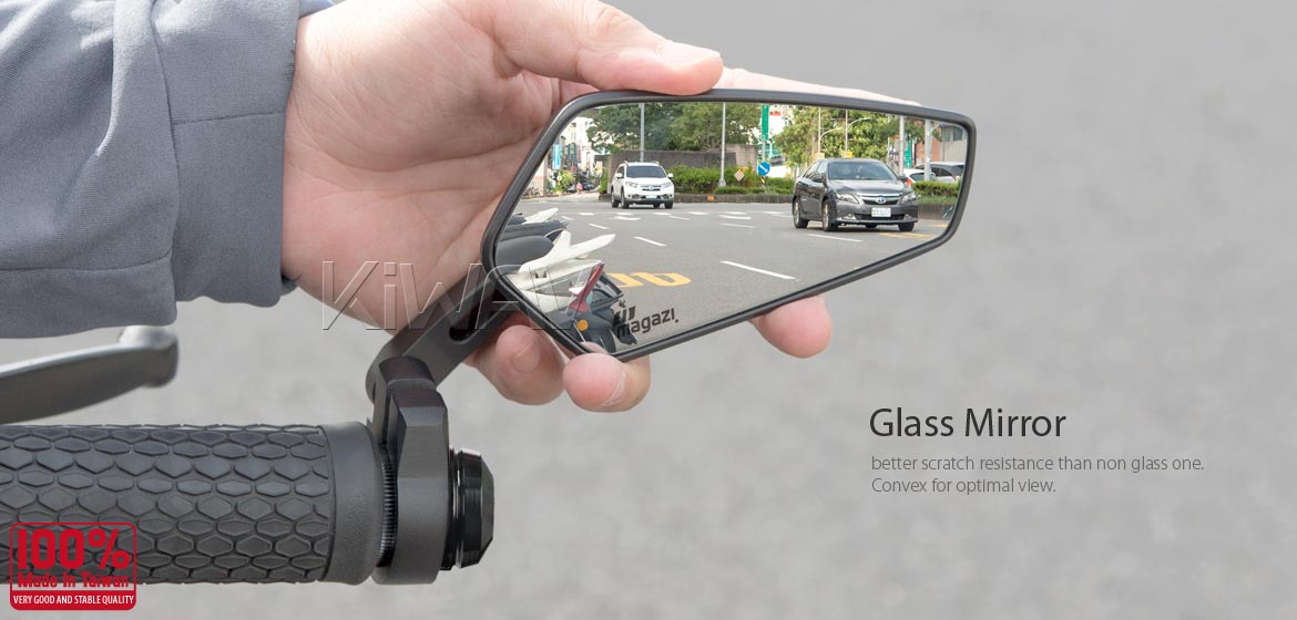 The thinnest motorcycle mirrors KiWAV motorcycle bar end mirrors Blade black compatible for Yamaha M16 threaded handlebars