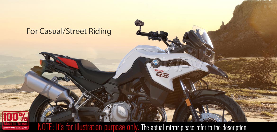The thinnest motorcycle mirrors KiWAV motorcycle bar end mirrors Blade black compatible for BMW M10 threaded handlebar