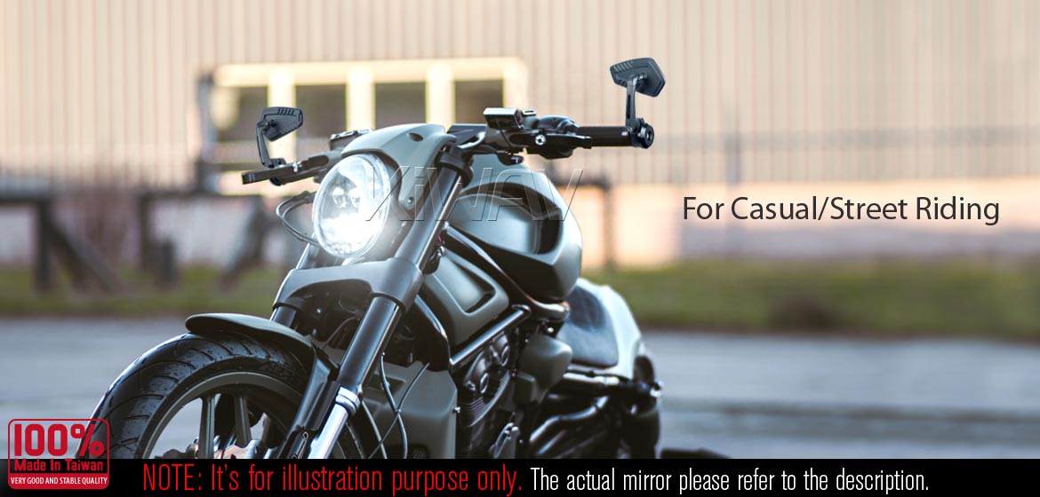 KiWAV motorcycle bar end mirrors Blade black compatible for Harley Sportster Dyna Softail XG street