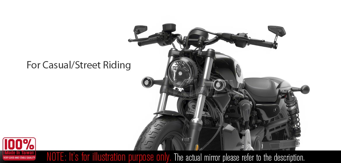 The thinnest motorcycle mirrors KiWAV motorcycle bar end mirrors Blade black compatible for Harley Sportster S Nightster 2021-
