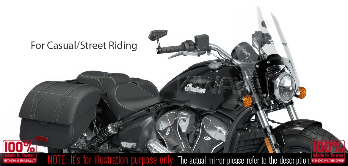 KiWAV motorcycle bar end mirrors Blade black compatible for Specific Indian models