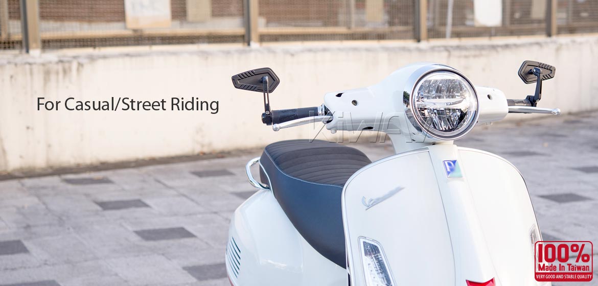 KiWAV motorcycle bar end mirrors Blade black compatible with some Vespa models, GTS/ GTV/ GT