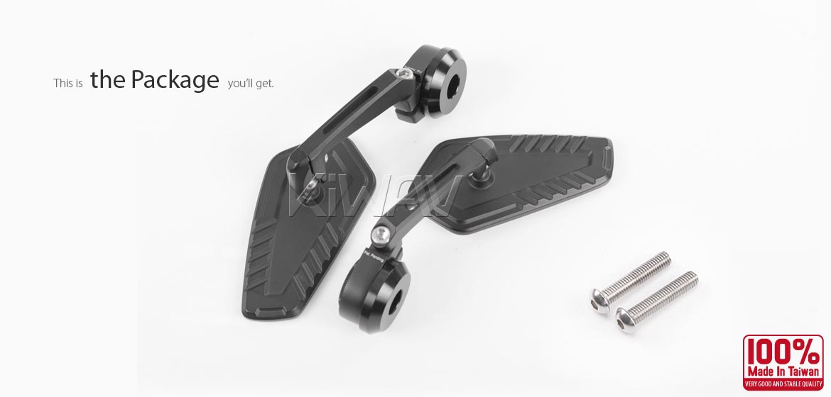 The thinnest motorcycle mirrors KiWAV motorcycle bar end mirrors Blade black compatible for Harley Sportster S Nightster 2021-