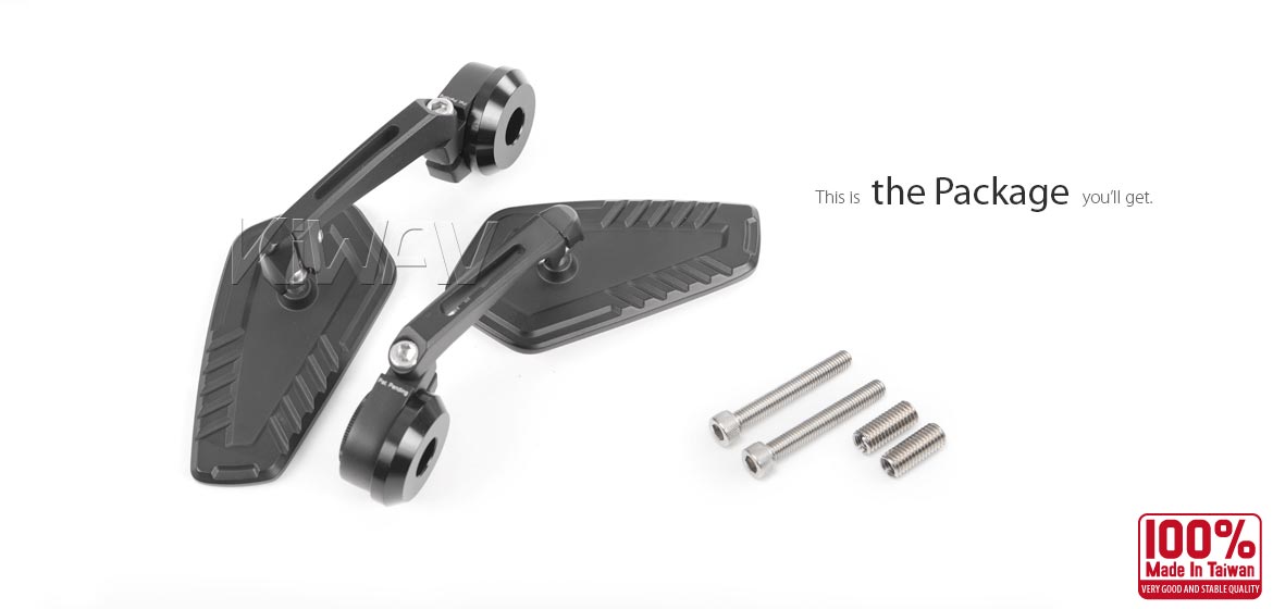 The thinnest motorcycle mirrors KiWAV motorcycle bar end mirrors Blade heavy weightblack for M8 threaded handlebar