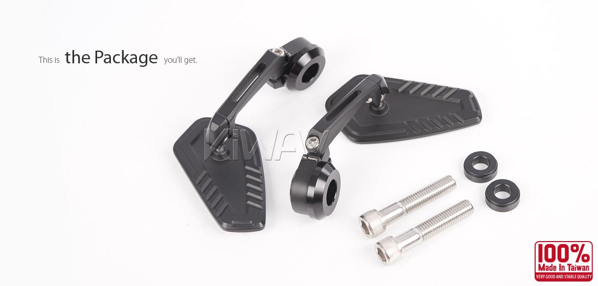 The thinnest motorcycle mirrors KiWAV motorcycle bar end mirrors Blade black compatible for BMW