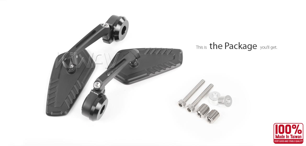 The thinnest motorcycle mirrors KiWAV motorcycle bar end mirrors Blade heavy weightblack compatible for BMW M12 threaded handlebar
