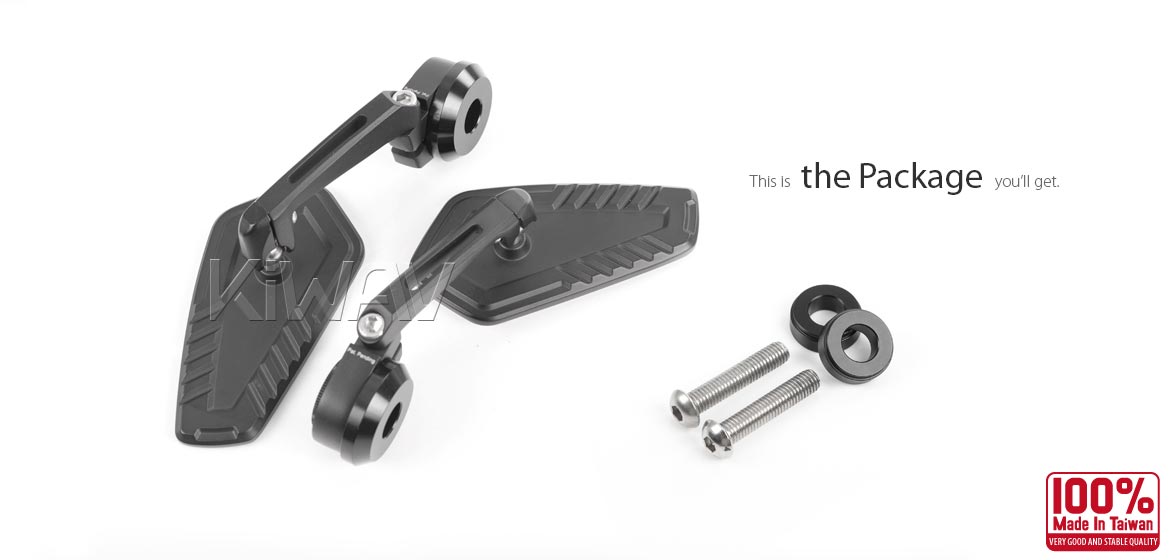The thinnest motorcycle mirrors KiWAV motorcycle bar end mirrors Blade black compatible with BMW M8 threaded handlebar