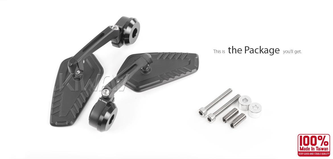 The thinnest motorcycle mirrors KiWAV motorcycle bar end mirrors Blade black compatible with BMW M8 threaded handlebar