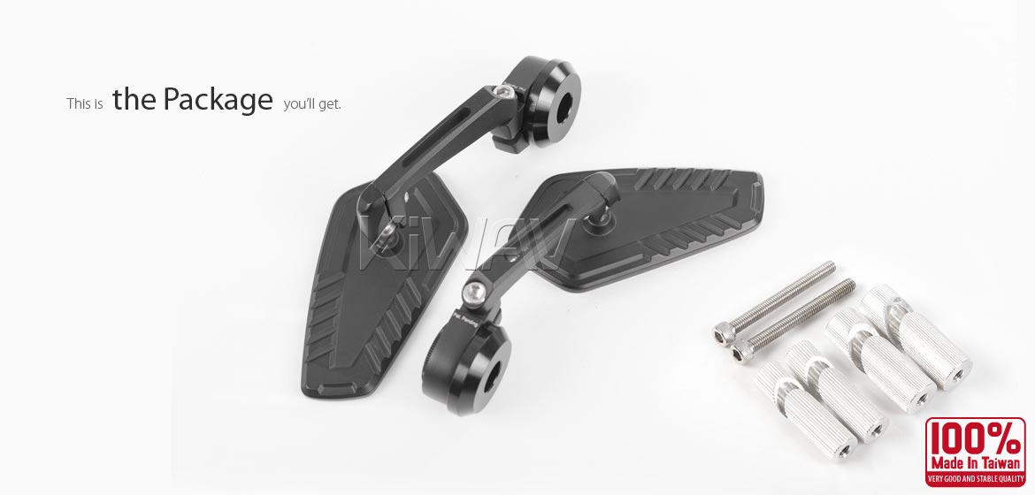 The thinnest motorcycle mirrors KiWAV motorcycle bar end mirrors Blade black for 7/8 inch hollow end handlebars