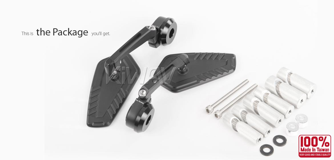KiWAV motorcycle bar end mirrors Blade black compatible for Harley Sportster Dyna Softail XG street