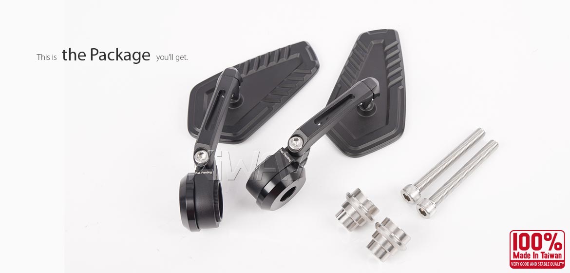 The thinnest motorcycle mirrors KiWAV motorcycle bar end mirrors Blade black compatible for Indian Scout Bobber