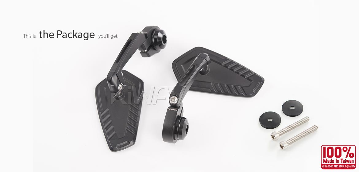The thinnest motorcycle mirrors KiWAV motorcycle bar end mirrors Blade black compatible for Royal Enfield Interceptor 650