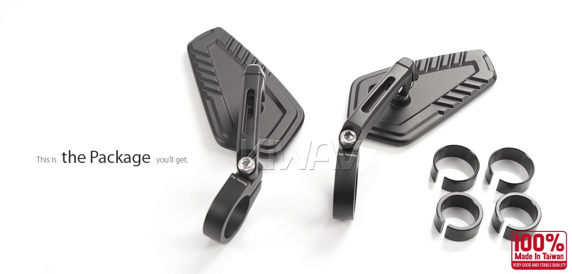 The thinnest motorcycle mirrors KiWAV motorcycle bar end mirrors Blade black compatible for 22/25mm handlebar